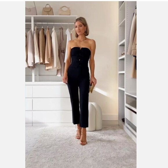 ZARA WOMAN SS24 STRAPLESS BOW JUMPSUIT BLACK Size S NEW WITH TAG! - Picture 8 of 9